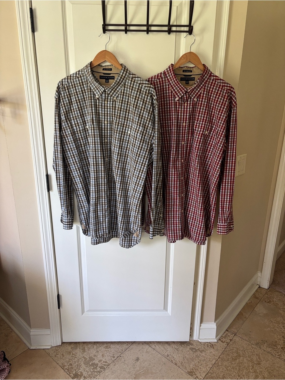 Tommy Hilfiger Men's Button-Down Plaid Shirts - Blue Plaid & Red Plaid